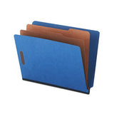 Deluxe Six-section Colored Pressboard End Tab Classification Folders, 2 Dividers, Letter Size, Cobalt Blue Cover, 10-box