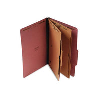 Six-section Classification Folder W- Pockets, 2 Dividers, Legal Size, Red, 10-box