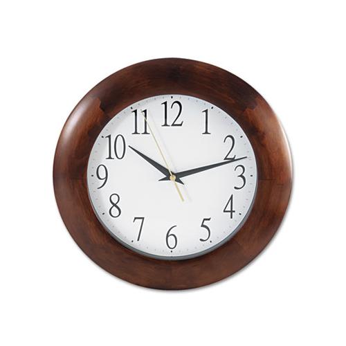 Round Wood Wall Clock, 12.75" Overall Diameter, Cherry Case, 1 Aa (sold Separately)
