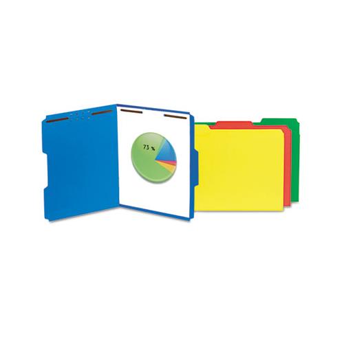 Deluxe Reinforced Top Tab Folders With Two Fasteners, 1-3-cut Tabs, Letter Size, Blue, 50-box