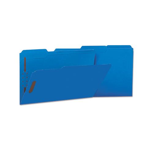 Deluxe Reinforced Top Tab Folders With Two Fasteners, 1-3-cut Tabs, Legal Size, Blue, 50-box