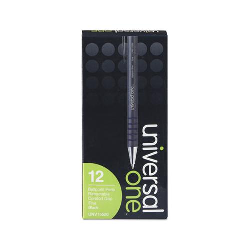 Retractable Ballpoint Pen, Fine 0.7mm, Black Ink-barrel, Dozen
