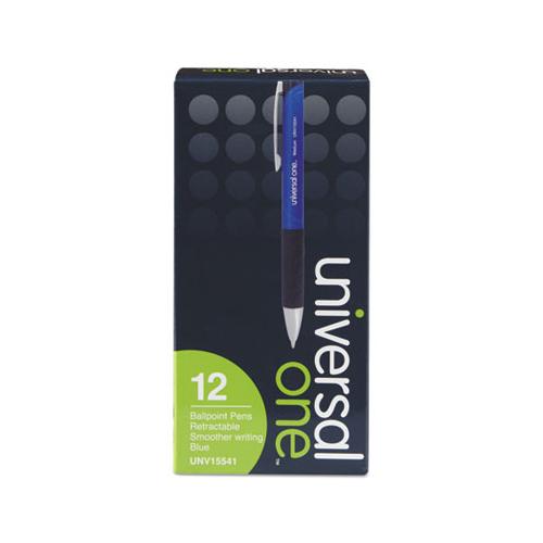 Comfort Grip Retractable Ballpoint Pen, Medium 1mm, Blue Ink-barrel, Dozen