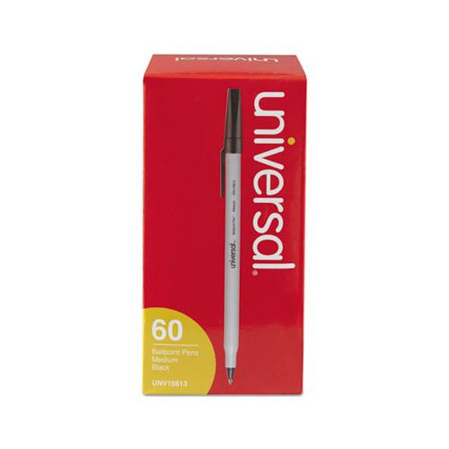 Stick Ballpoint Pen Value Pack, Medium 1mm, Black Ink, Gray Barrel, 60-pack