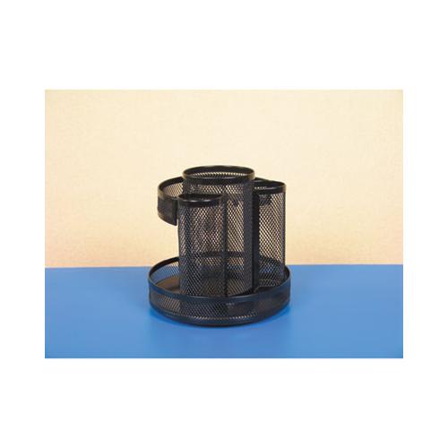 Metal Mesh Rotating Desktop Organizer, 6 1-2 Dia X 6 1-8h, Black