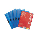 Plastic Report Cover W-clip, Letter, Holds 30 Pages, Clear-blue, 5-pk