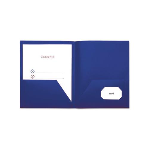 Two-pocket Plastic Folders, 11 X 8 1-2, Navy Blue, 10-pack
