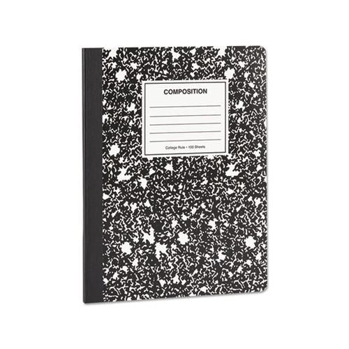 Composition Book, Medium-college Rule, Black Marble Cover, 9.75 X 7.5, 100 Sheets