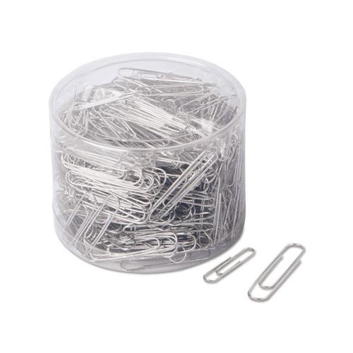 Plastic-coated Paper Clips, Assorted Sizes, Silver, 1,000-pack