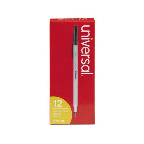 Stick Ballpoint Pen, Medium 1mm, Black Ink, Gray Barrel, Dozen
