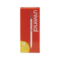 Stick Ballpoint Pen, Medium 1mm, Red Ink, Gray Barrel, Dozen