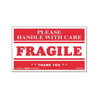 Printed Message Self-adhesive Shipping Labels, Fragile Handle With Care, 3 X 5, Red-clear, 500-roll