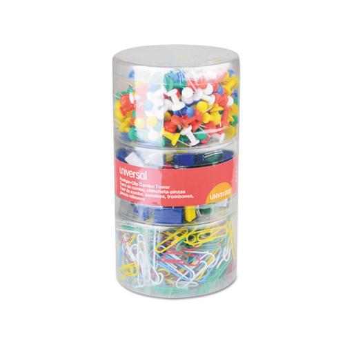 Combo Clip Pack, 380 Paper Clips, 280 Push Pins And 46 Binder Clips