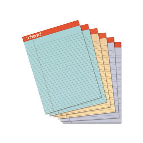 Perforated Writing Pads, Wide-legal Rule, 8.5 X 11.75, Assorted Sheet Colors, 50 Sheets, 6-pack