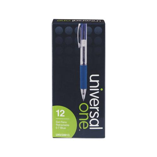 Comfort Grip Retractable Gel Pen, 0.7mm, Blue Ink, Translucent Blue Barrel, Dozen