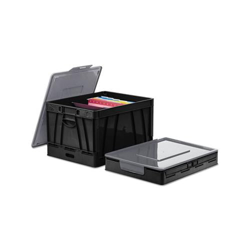 Collapsible Crate, Letter-legal Files, 17.25" X 14.25" X 10.5", Black-gray, 2-pack