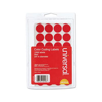 Self-adhesive Removable Color-coding Labels, 0.75" Dia., Red, 28-sheet, 36 Sheets-pack