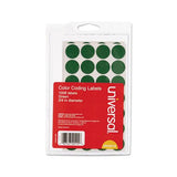 Self-adhesive Removable Color-coding Labels, 0.75" Dia., Green, 28-sheet, 36 Sheets-pack