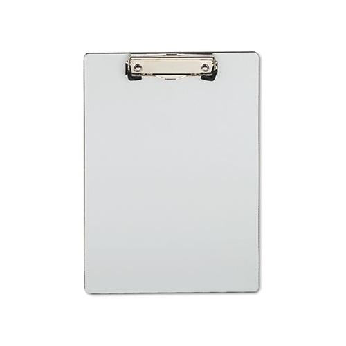 Plastic Brushed Aluminum Clipboard, Portrait, 1-2" Capacity, 8 1-2 X 11