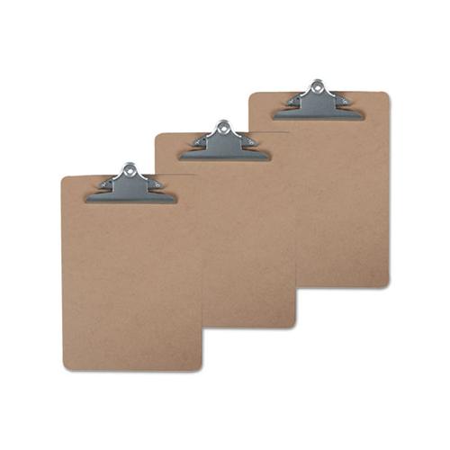 Hardboard Clipboard, 1" Capacity, 8 1-2 X 11, Brown, 3-pack