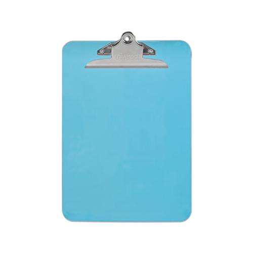 Plastic Clipboard W-high Capacity Clip, 1", Holds 8 1-2 X 12, Translucent Blue