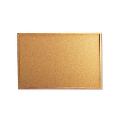 Cork Board With Oak Style Frame, 36 X 24, Natural, Oak-finished Frame