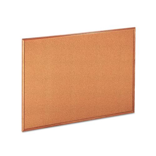 Cork Board With Oak Style Frame, 48 X 36, Natural, Oak-finished Frame
