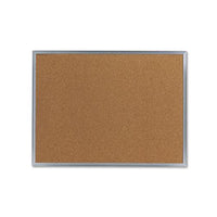 Bulletin Board, Natural Cork, 24 X 18, Satin-finished Aluminum Frame