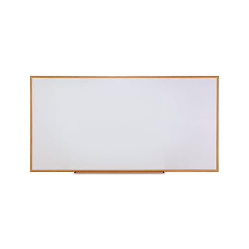 Dry-erase Board, Melamine, 96 X 48, White, Oak-finished Frame