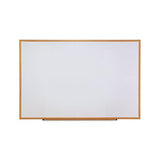 Dry-erase Board, Melamine, 72 X 48, White, Oak-finished Frame