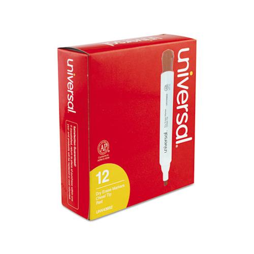 Dry Erase Marker, Broad Chisel Tip, Red, Dozen