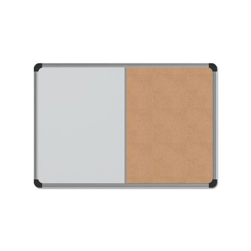 Cork-dry Erase Board, Melamine, 24 X 18, Black-gray Aluminum-plastic Frame