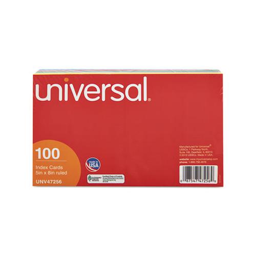 Index Cards, 5 X 8, Blue-salmon-green-cherry-canary, 100-pack
