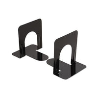 Economy Bookends, Nonskid, 4 3-4 X 5 1-4 X 5, Heavy Gauge Steel, Black