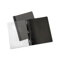 Paper Report Cover, Tang Clip, Letter, 1-2" Capacity, Clear-black, 25-box