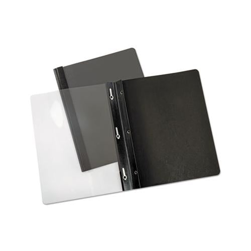 Paper Report Cover, Tang Clip, Letter, 1-2" Capacity, Clear-black, 25-box