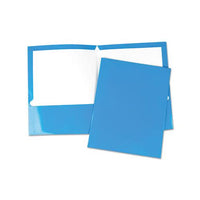 Laminated Two-pocket Folder, Cardboard Paper, Blue, 11 X 8 1-2, 25-pack