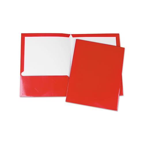 Laminated Two-pocket Folder, Cardboard Paper, Red, 11 X 8 1-2, 25-pack