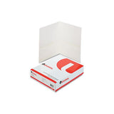 Two-pocket Portfolio, Embossed Leather Grain Paper, White, 25-box