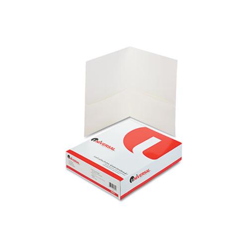 Two-pocket Portfolio, Embossed Leather Grain Paper, White, 25-box