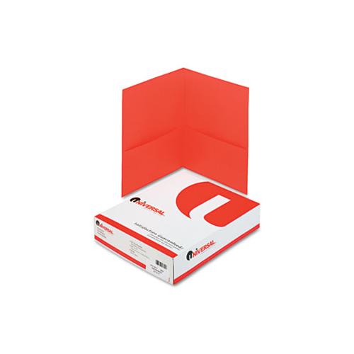 Two-pocket Portfolio, Embossed Leather Grain Paper, Red, 25-box
