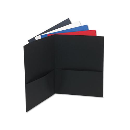 Two-pocket Portfolio, Embossed Leather Grain Paper, Assorted Colors, 25-box