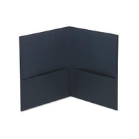 Two-pocket Portfolio, Embossed Leather Grain Paper, Dark Blue, 25-box