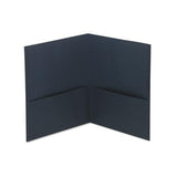 Two-pocket Portfolio, Embossed Leather Grain Paper, Dark Blue, 25-box