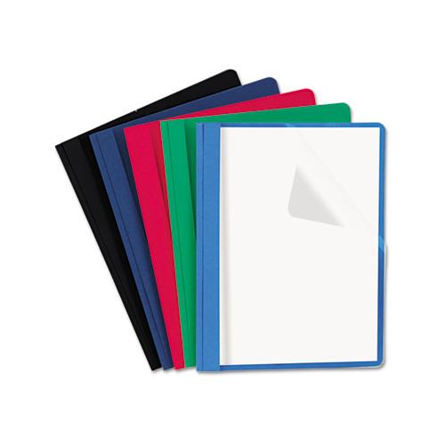 Clear Front Report Cover, Tang Fasteners, Letter Size, Assorted Colors, 25-box