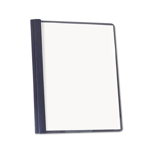 Clear Front Report Cover, Tang Fasteners, Letter Size, Dark Blue, 25-box