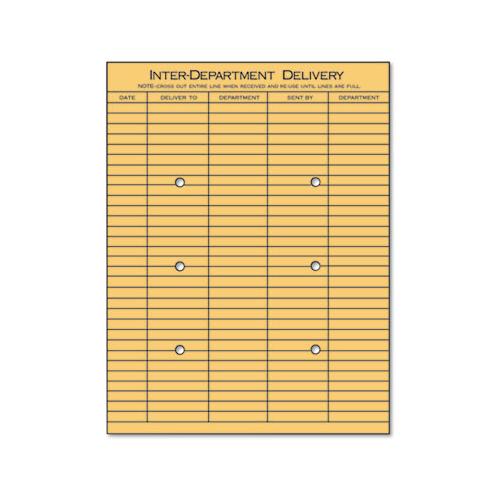 String And Button Interoffice Envelope, #97, Two-sided Five-column Format, 10 X 13, Light Brown Kraft, 100-box