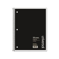 Wirebound Notebook, 3 Subjects, Medium-college Rule, Black Cover, 11 X 8.5, 120 Sheets