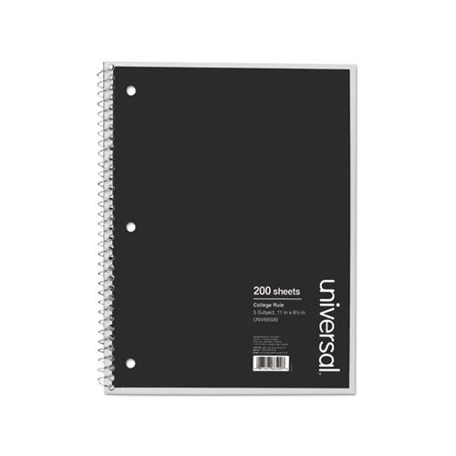 Wirebound Notebook, 4 Subjects, Medium-college Rule, Black Cover, 11 X 8.5, 200 Sheets