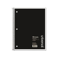 Wirebound Notebook, 1 Subject, Medium-college Rule, Black Cover, 11 X 8.5, 100 Sheets